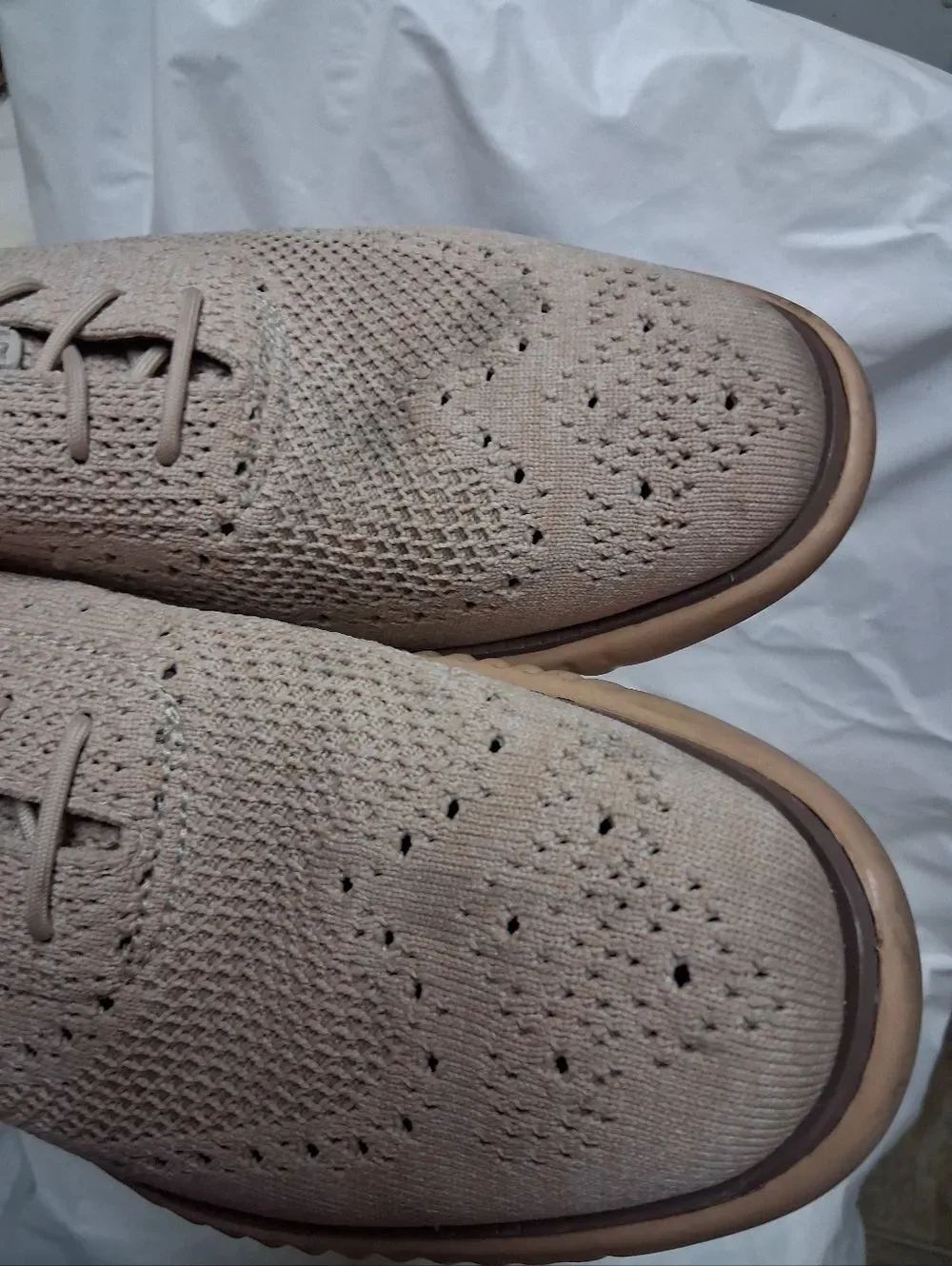 Cole Haan Men's Knit Lace-Up Casual Shoes - Beige Sz 9M Preowned
